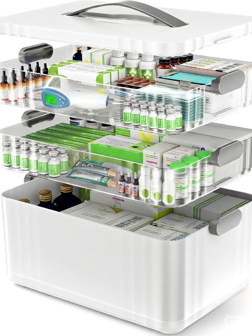 3-Tier Medicine Organizer - Portable Medicine Cabinet with Handle